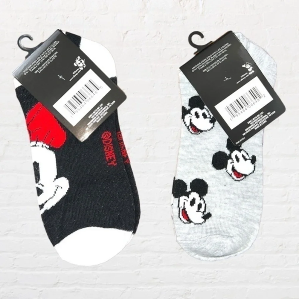 Disney Socks Womens Size 4-10 Black No-show Mickey Mouse Design Playful Cartoon‎